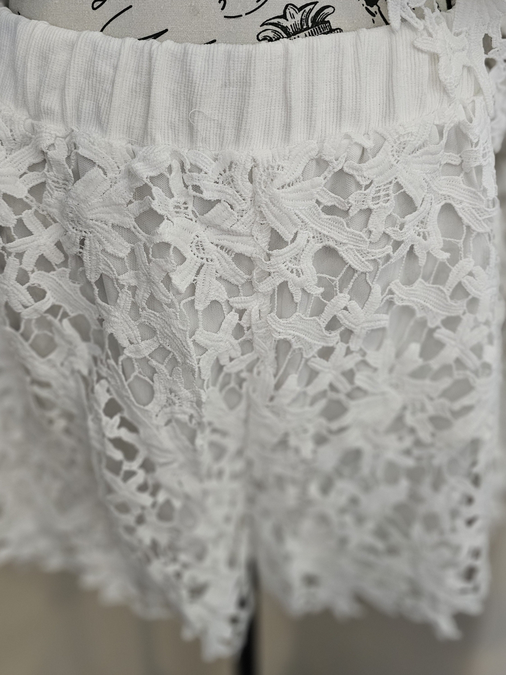 Hyfve White Floral Crochet Lace Shorts